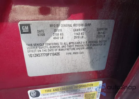 2009 Chevrolet Malibu Ltz из США, поврежденный, VIN 1G1ZK57779F119426